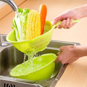 Set chậu rổ có tay cầm 1,5L màu xanh Sanada