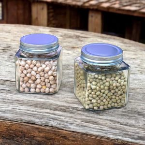 Lọ thủy tinh dáng vuông, nắp kim loại 380ml Echo