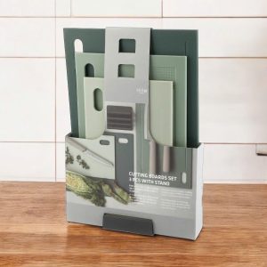 Set 3 thớt bằng nhựa PP cao cấp kèm giá đỡ Mirai -3 size, 3 màu